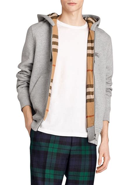 burberry hoodie grey zip up|burberry men's half zip pullover.